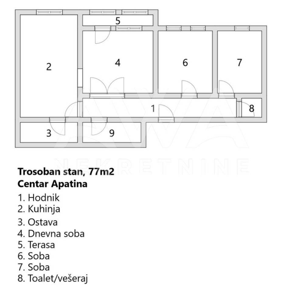 Apatin blok 112, Trosoban 77m2, 5 Sprat